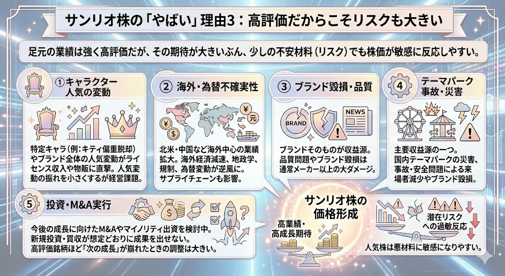 サンリオ株が「やばい」と言われる理由理由3｜高評価だからこそリスクも大きい