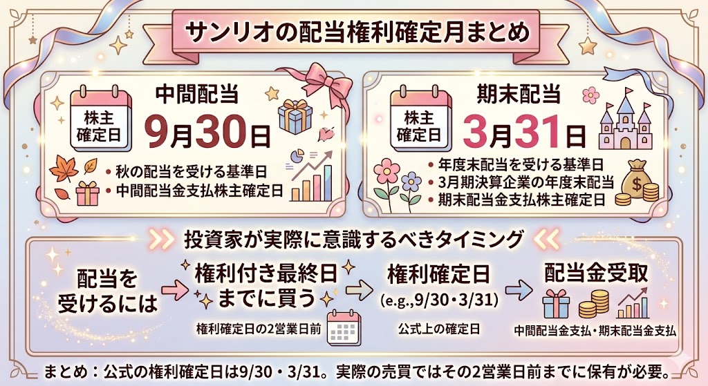 サンリオの権利確定月はいつ?