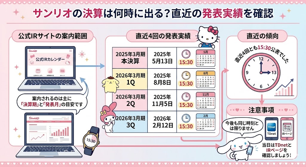 サンリオの決算は何時に出る?直近の発表実績を確認