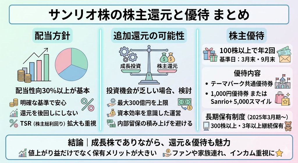 サンリオ株を買いたい理由4|株主還元と優待に魅力がある