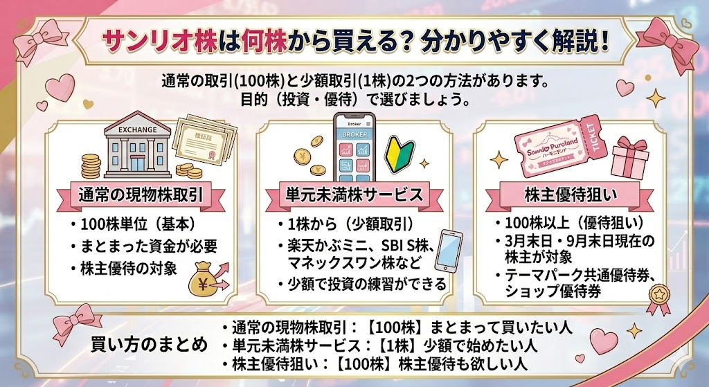 サンリオ株は何株から買える？