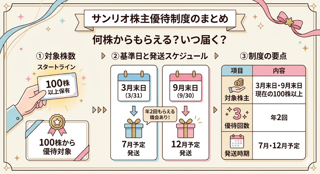 サンリオの株主優待は何株からもらえる？