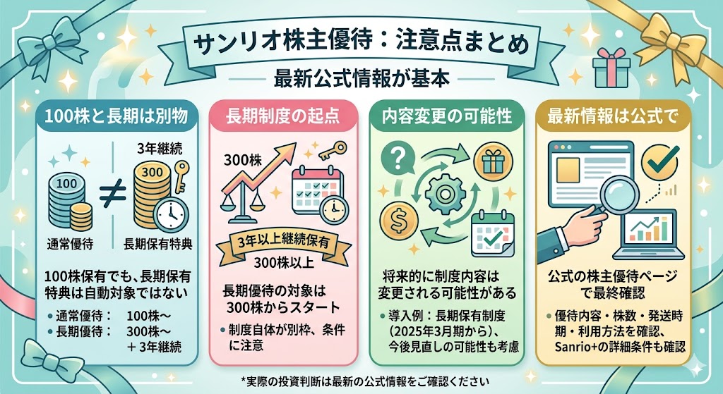 サンリオ株主優待で注意したいポイント