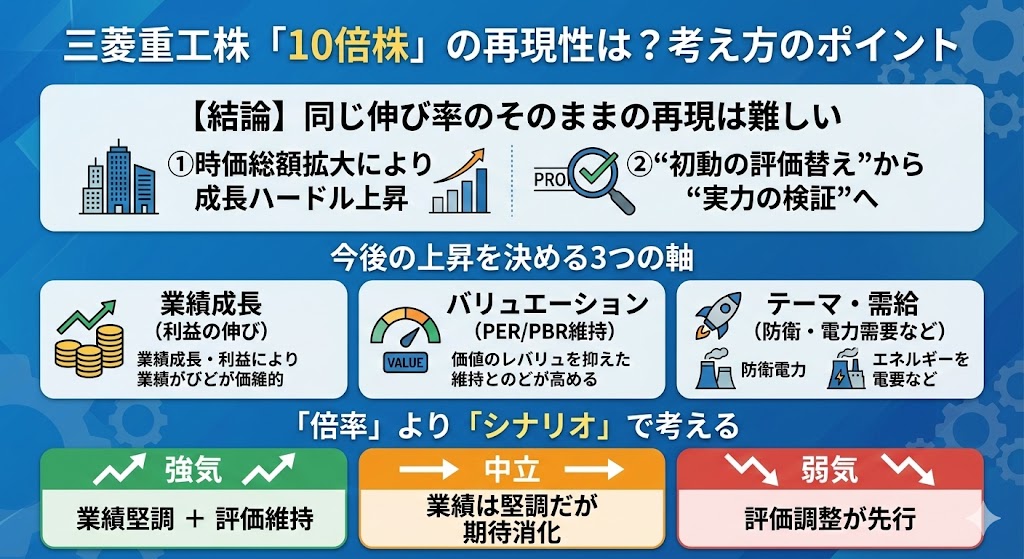 三菱重工株の「10倍級上昇」は今後も再現する?考え方のポイント