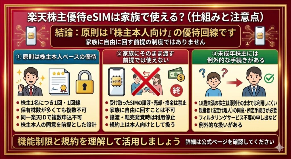 楽天株主優待eSIMは家族で使える？