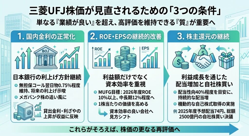三菱UFJの株価が見直される条件