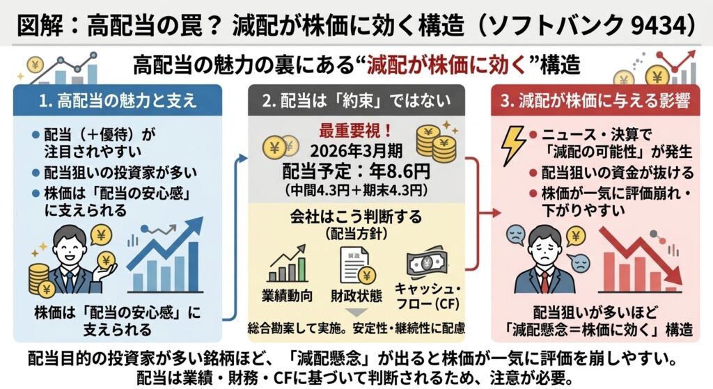 「危ない」と言われる理由⑤｜高配当の魅力の裏にある“減配が株価に効く”構造