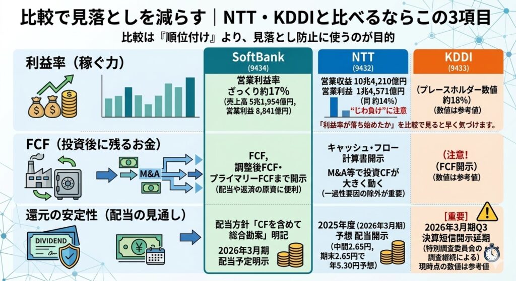 比較で見落としを減らす｜NTT・KDDIと比べるならこの3項目