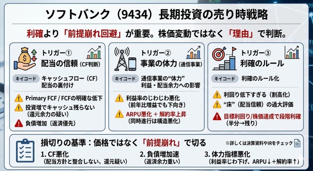 長期（配当・優待）での売り時｜“利確”より「前提崩れ回避」が本命