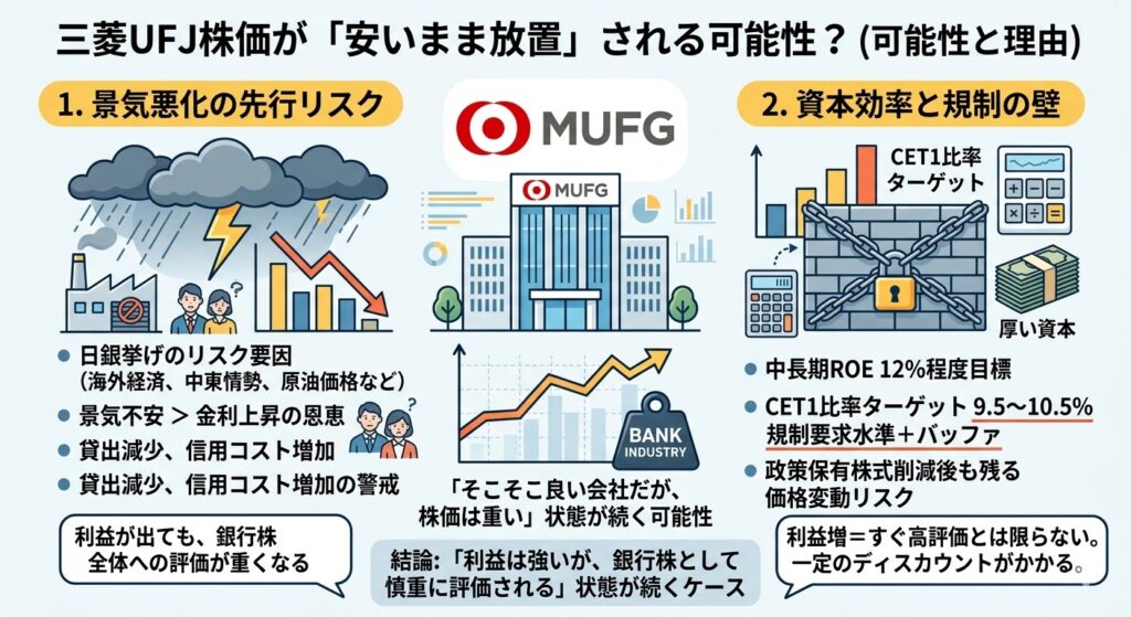 三菱UFJの株価が安いまま放置される可能性はある？