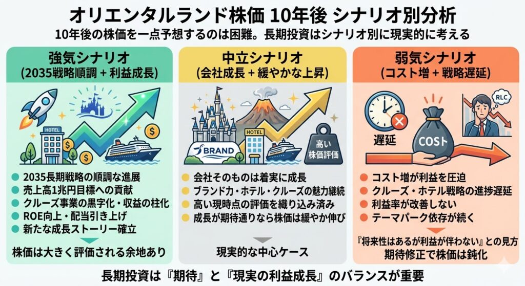 オリエンタルランド株価の10年後は？シナリオ別の考え方