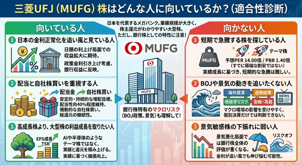 三菱UFJ株はどんな人に向いているか