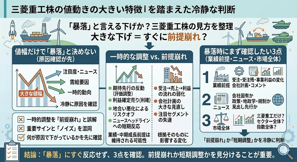 「暴落」と言える下げか？三菱重工株の見方を整理