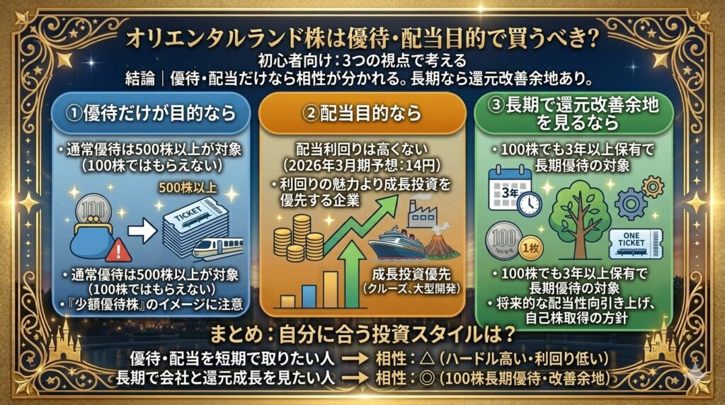 オリエンタルランド株は優待・配当目的で買うべき？
