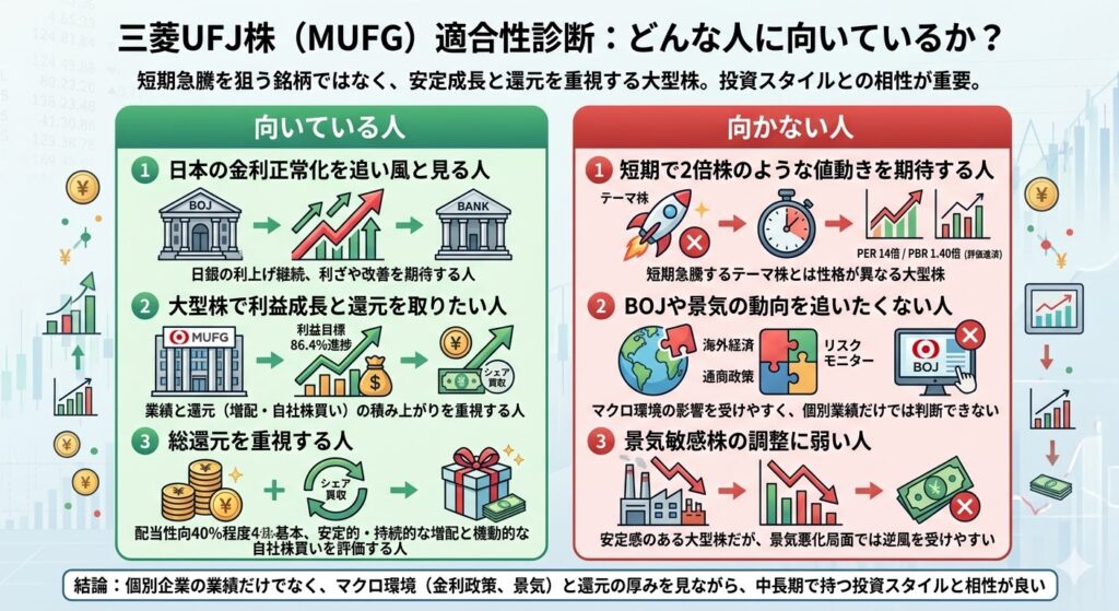 三菱UFJ株はどんな人に向いているか