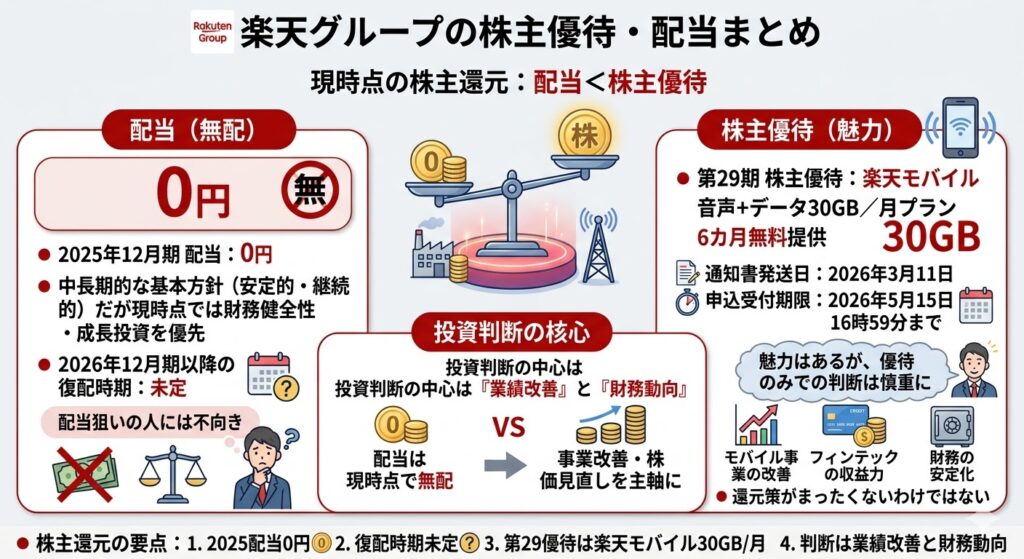 楽天グループの株主優待・配当はどうか