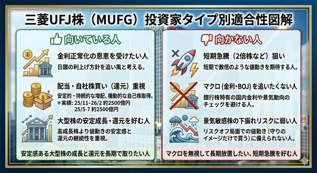 三菱UFJ株はどんな人に向いているか