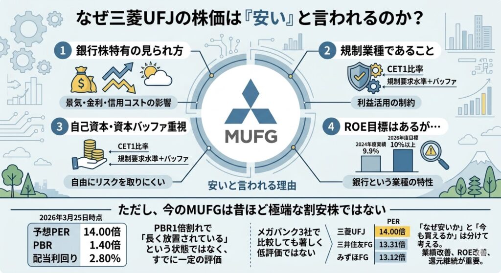 三菱UFJの株価はなぜ安い？