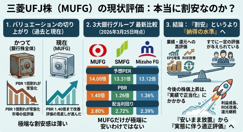 では、今の三菱UFJ株は本当に割安なのか