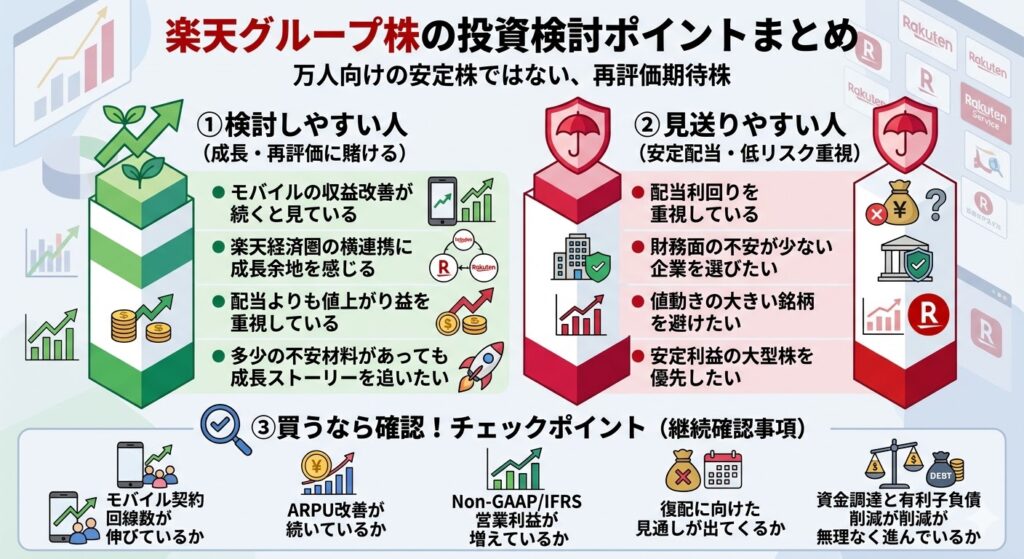 楽天グループ株はどんな人なら検討しやすい?
