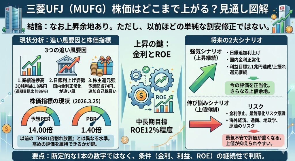 三菱UFJの株価はどこまで上がる?