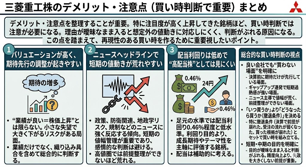 三菱重工株のデメリット・注意点(買い時判断で重要)