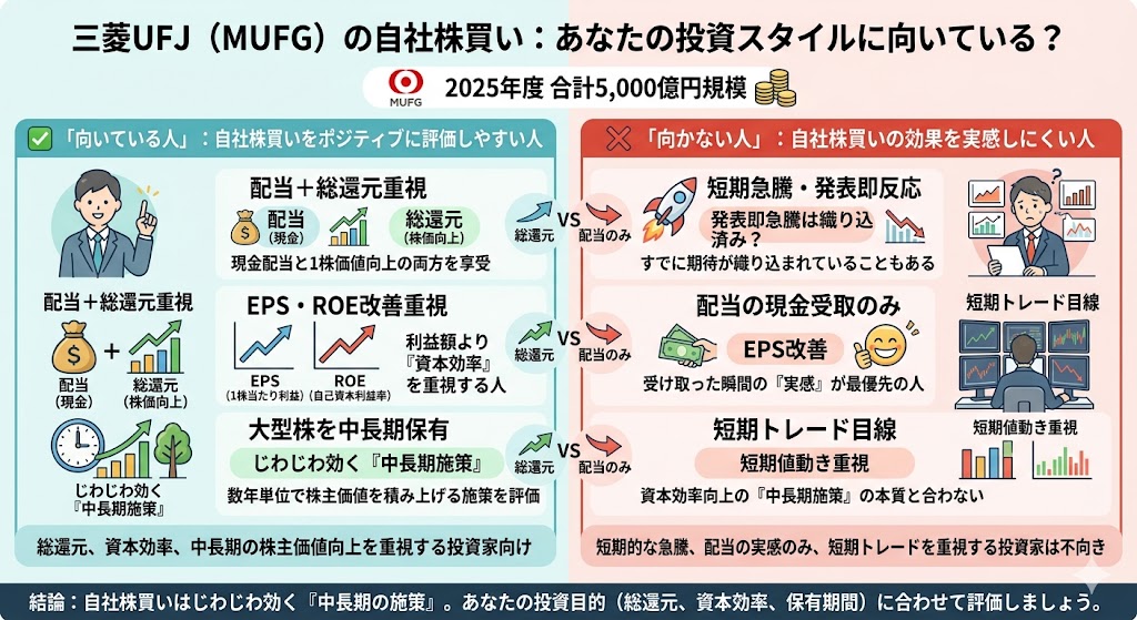 三菱UFJの自社株買いはどんな人に向いている見方か