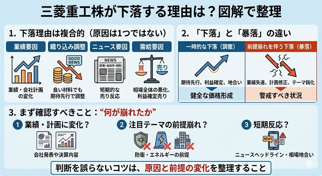 三菱重工株が下落する理由は？まず結論を先に解説