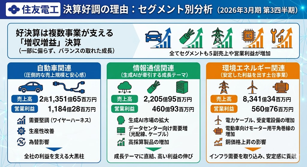 住友電工の決算で何が良かった？セグメント別に見るポイント