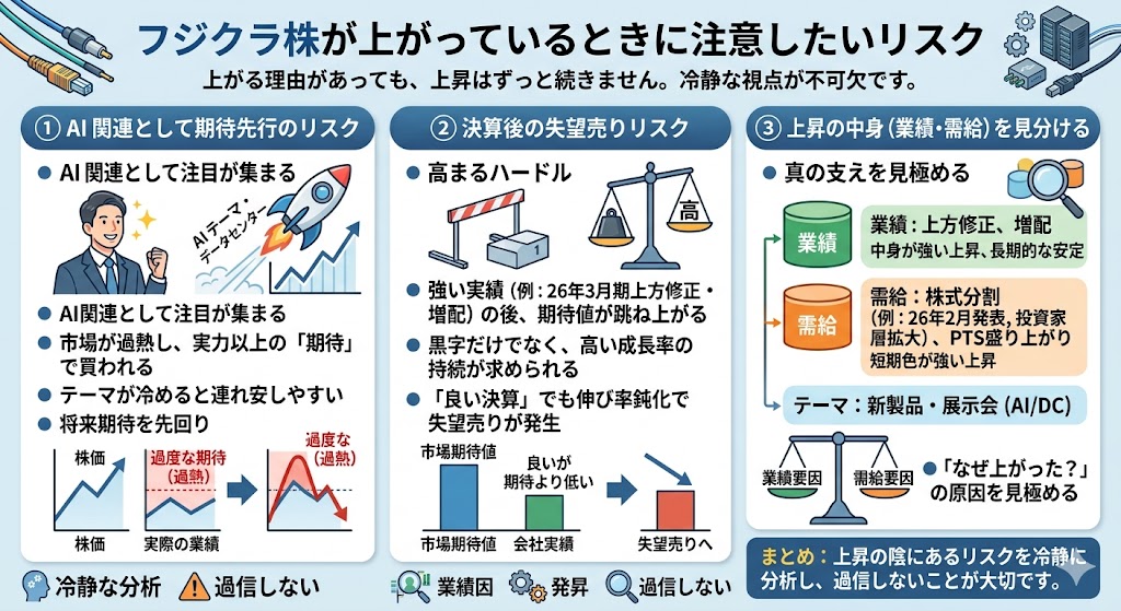 フジクラ株が上がっているときに注意したいリスク