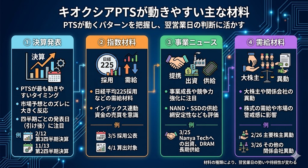キオクシアPTSが動きやすい主な材料