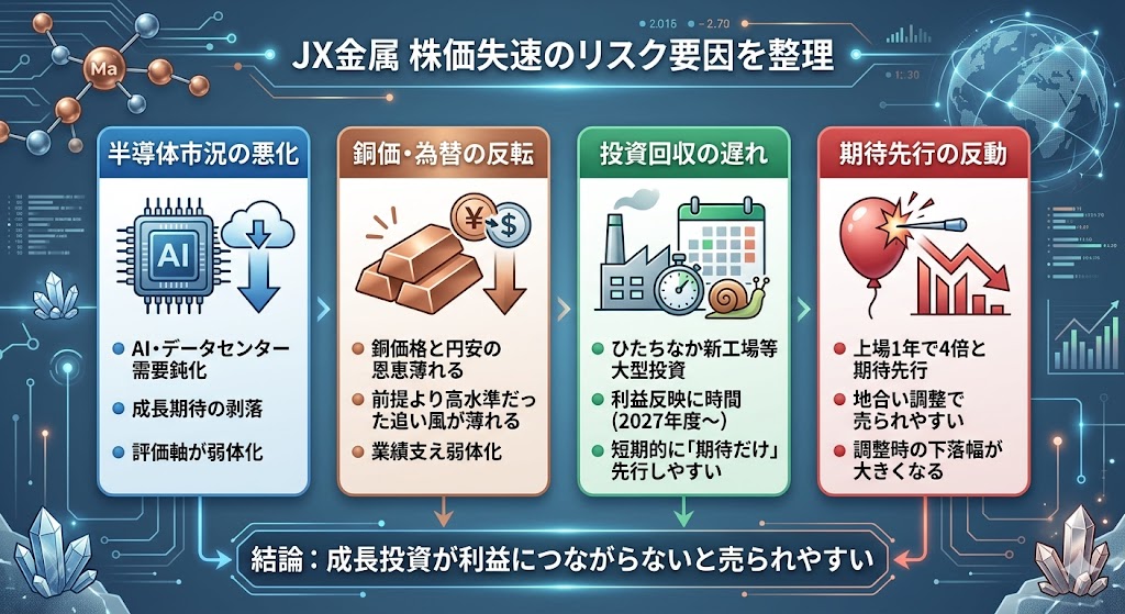 JX金属の株価がさらに失速するリスク