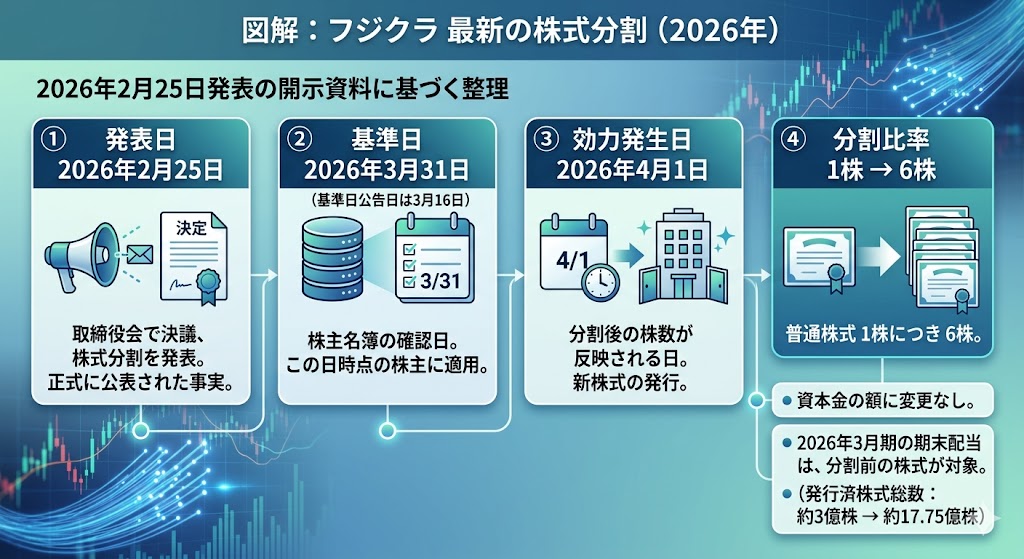 フジクラの株式分割はいつあった?まずは最新の分割内容を確認