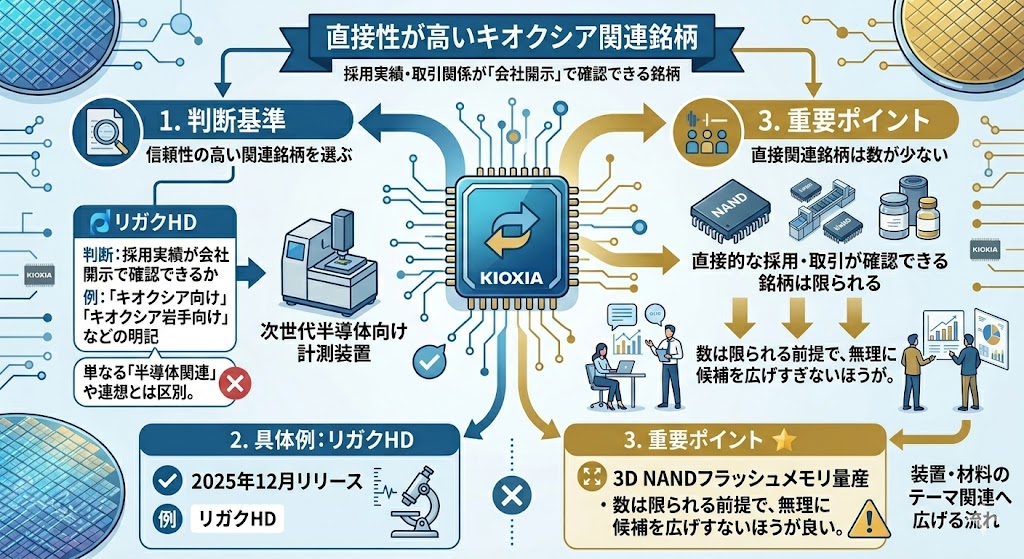 直接性が高いキオクシア関連銘柄