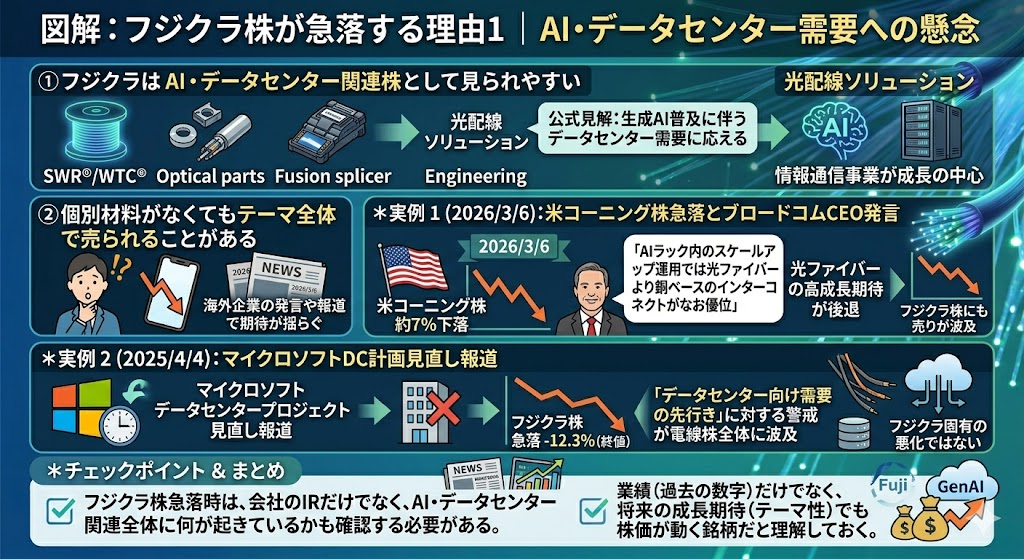 フジクラ株が急落する理由1|AI・データセンター需要への懸念