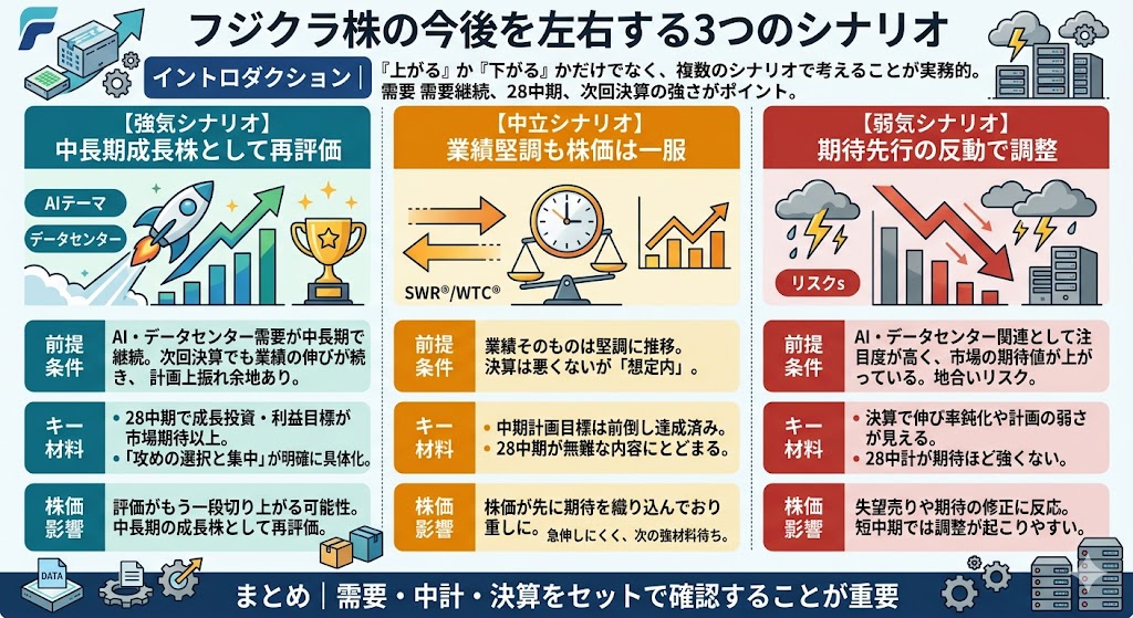フジクラ株の今後はどうなる？3つのシナリオで考える