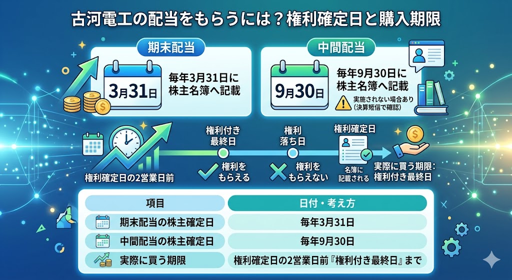 古河電工の権利確定月はいつ？