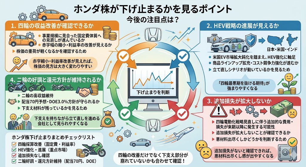 今後の注目点は？ホンダ株が下げ止まるかを見るポイント
