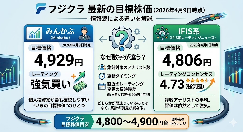 フジクラの最新の目標株価はいくら？まずは現時点の水準を確認