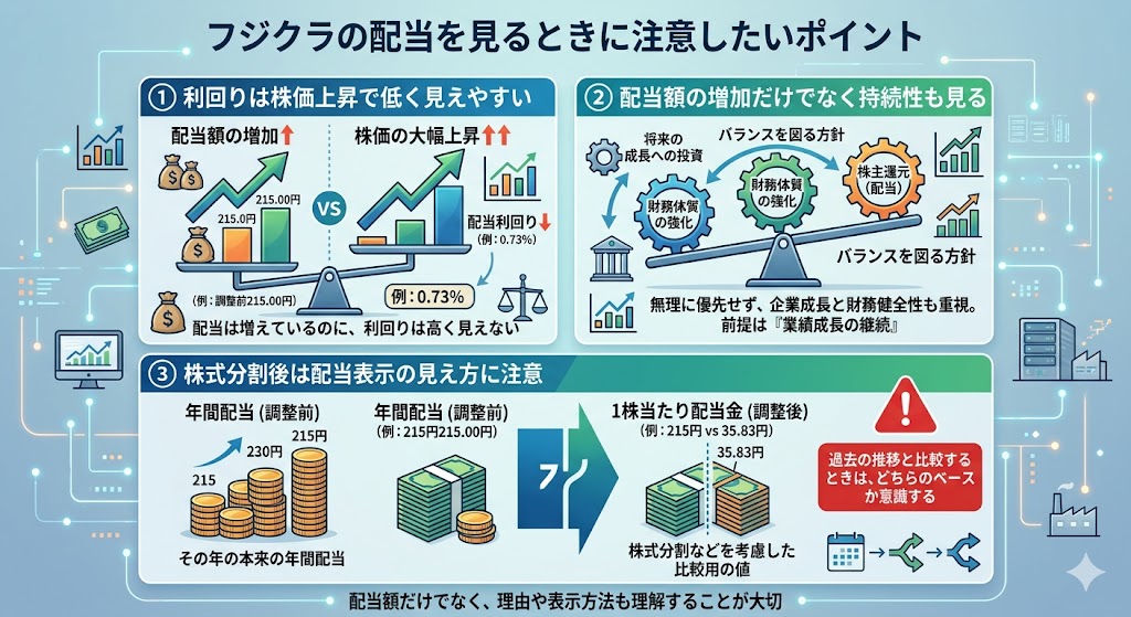 フジクラの配当を見るときに注意したいポイント