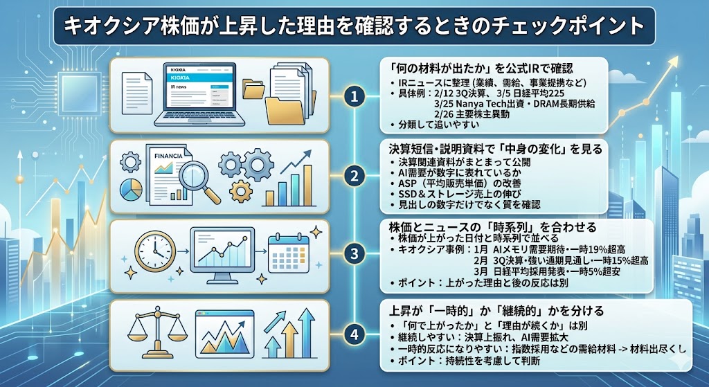 キオクシア株価が上昇した理由を確認するときのチェックポイント