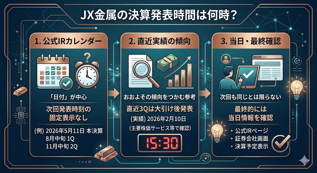 JX金属の決算発表時間は何時？