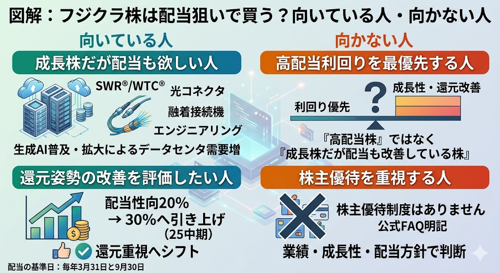 フジクラは配当狙いで買う株?向いている人・向かない人