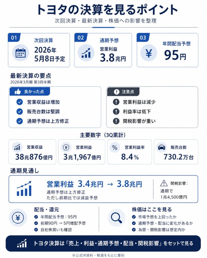 トヨタの最新決算は？2026年3月期第3四半期を確認
