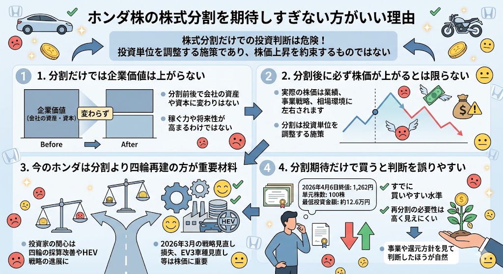 ホンダ株の株式分割を期待しすぎない方がいい理由