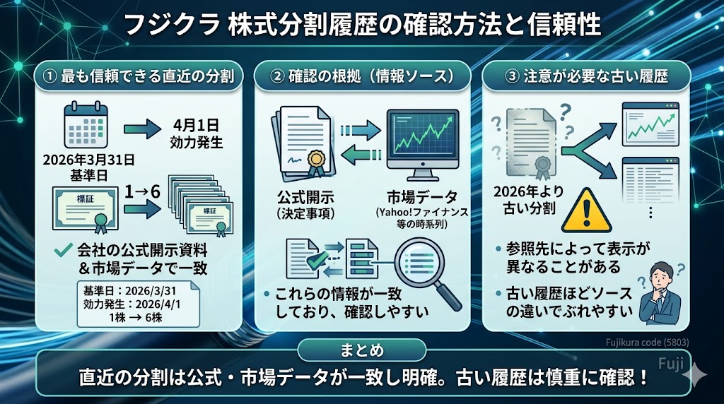 フジクラの過去の株式分割履歴は?公開履歴で確認できる内容