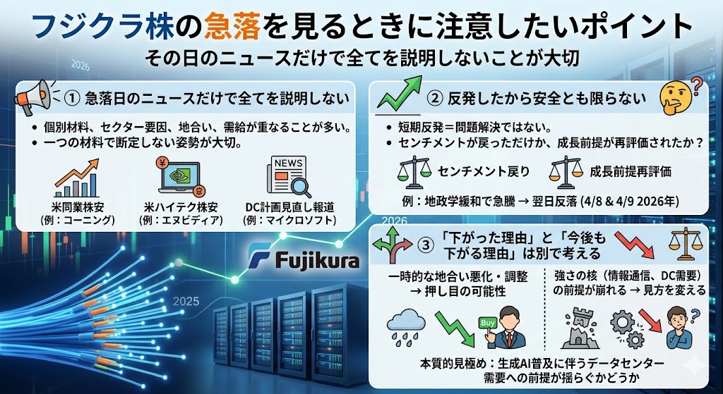 フジクラ株の急落を見るときに注意したいポイント