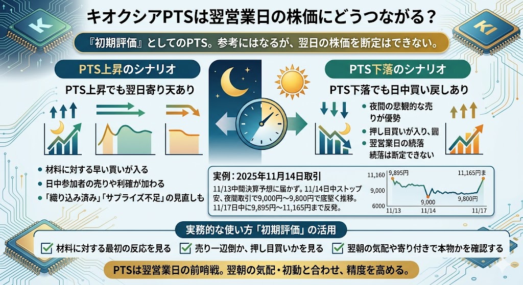 キオクシアPTSは翌営業日の株価にどうつながる？