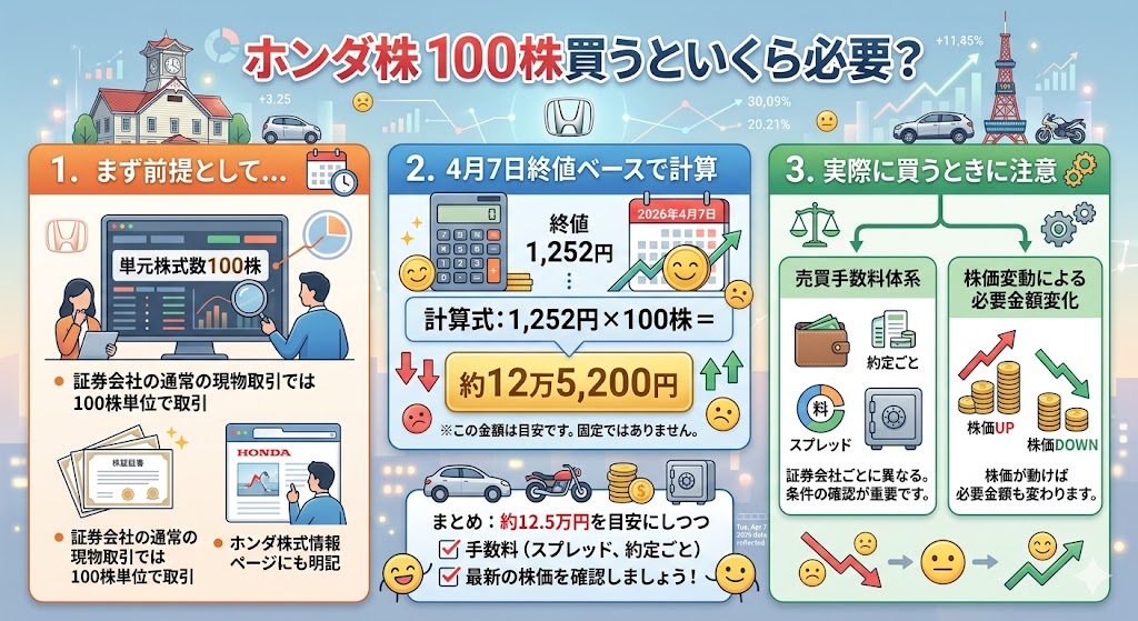 ホンダ株を100株買うといくら必要?