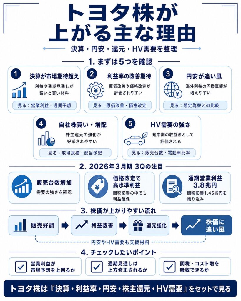 トヨタ株が上がる主な理由